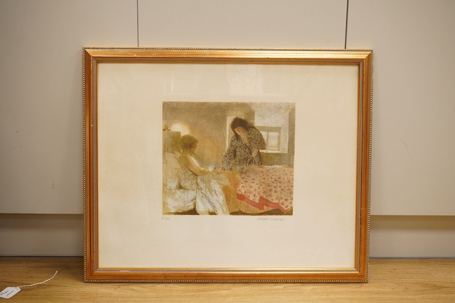 Bernard Dunstan (1920-2017), colour lithograph, Two women in an interior, signed in pencil, limited edition 4/240, 49 x 62cm, gilt framed. Condition - good